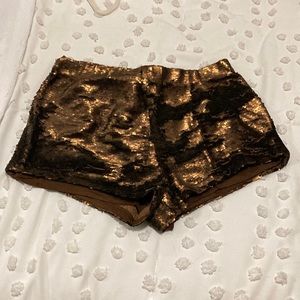 Free People sequins shorts metallic Bronze brown ✨ Boho Rocker booty 🔥 Festival